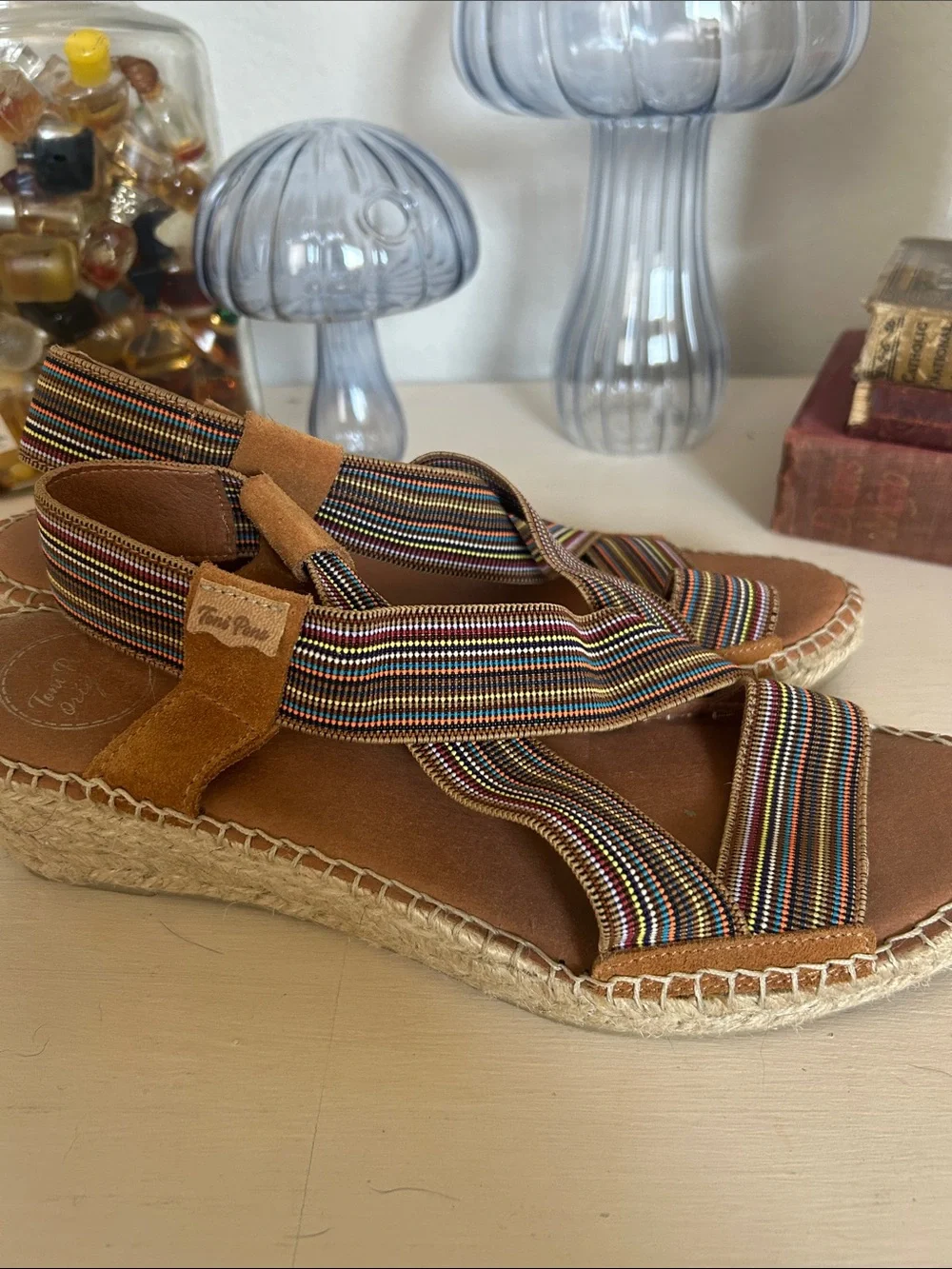 Women’s Toni Pons Tan Espadrille Sandals with Multicolor Straps